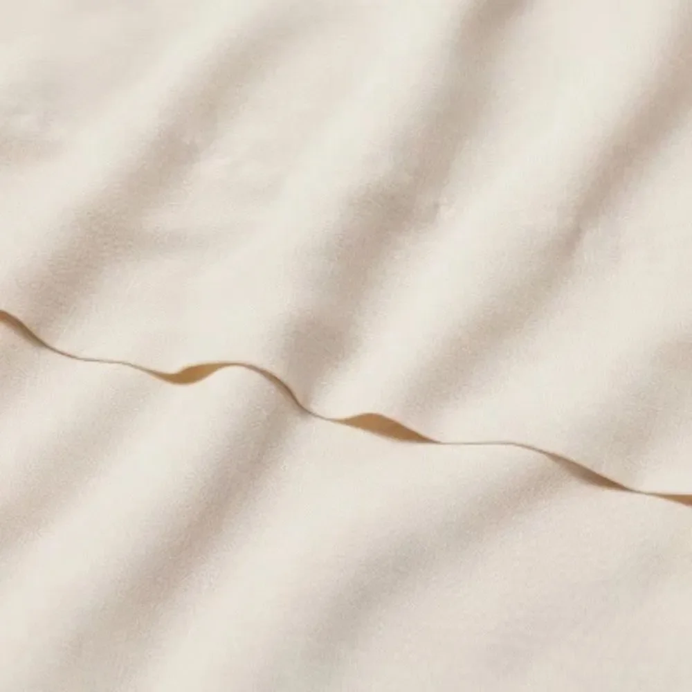 Casaluna Linen Blend Flat Sheet in Cream